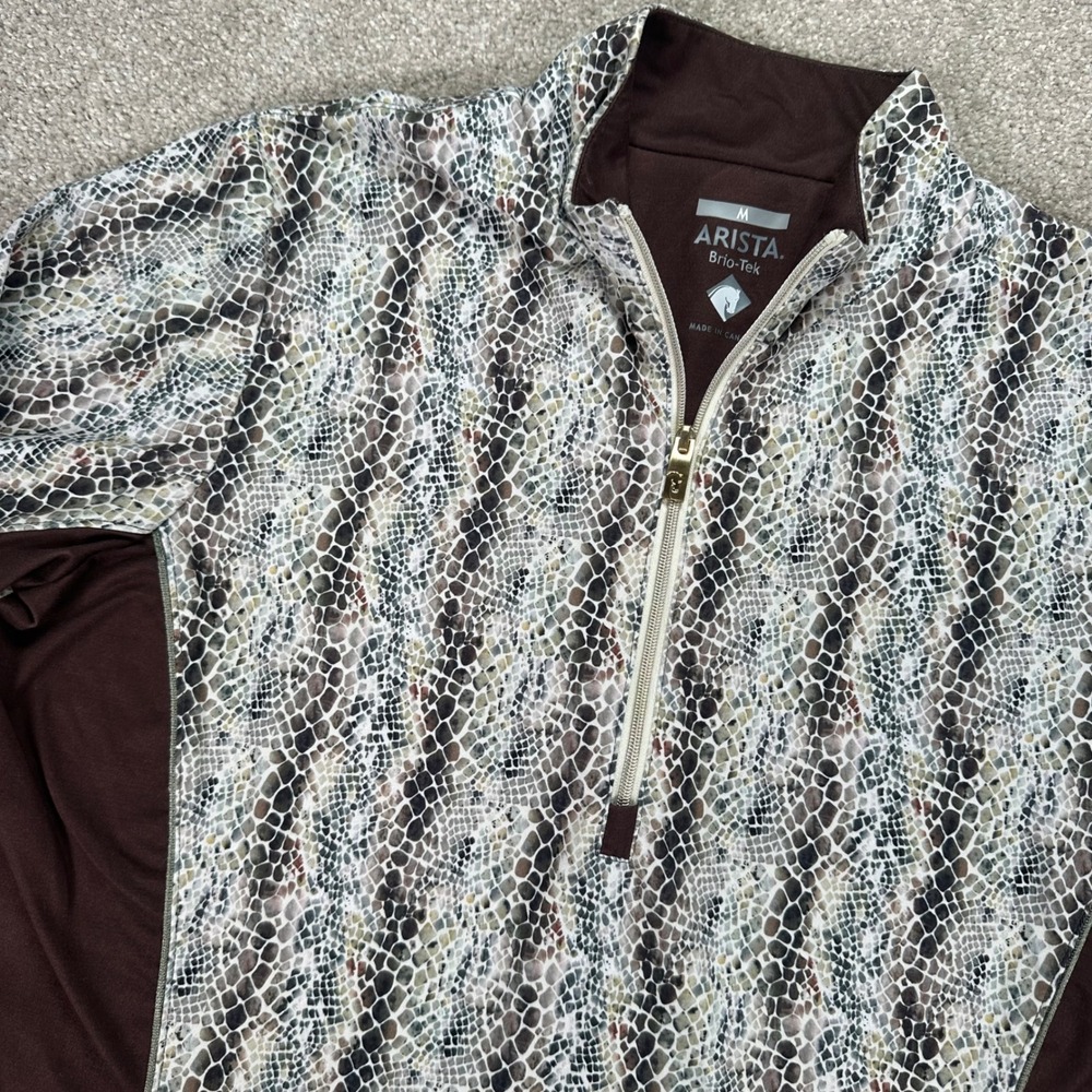 Arista Brio-Tek Half Zip Pullover Snake Print Horse Athletic Top‎ Activewear M